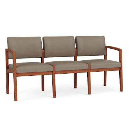 Lenox Wood 3 Seat Tandem Seating Wood Frame No Center Arms, Cherry, MD Farro Upholstery